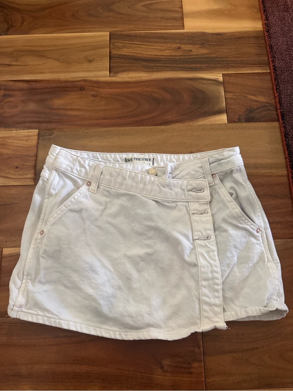 We The Free White Denim Wrap Skort